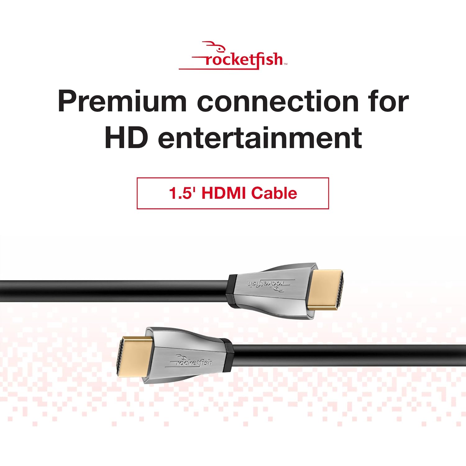 Rocketfish 4K UltraHD/HDR in-Wall Rated HDMI Cable - HDMI Cable Supports 4k Ultra HD & Dolby Atmos - Premium Cable for HDR & Quality Audio - Premium & Durable Black HDMI Cable - 1.5'